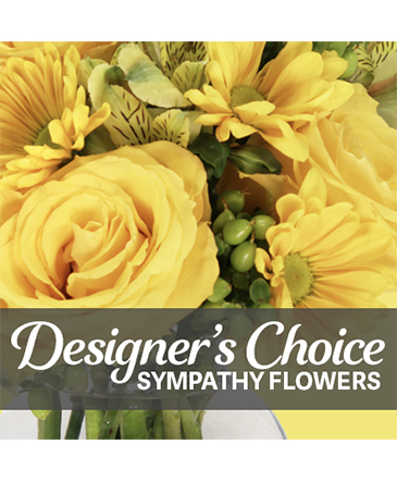 Elegant sympathy flower arrangement in soft whites and greens